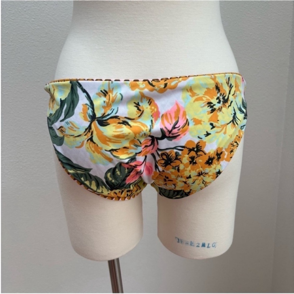 Maaji Floral Bikini Bottom Reversible Geometric Retro Swim Yellow Size Large Xl - Picture 7 of 14